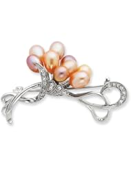 Sterling Silver Imitation Pearl And CZ Pin