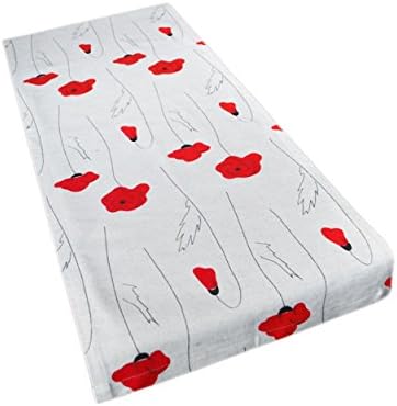 Linen Table Runner by Sweet Home Linen - Handmade, Colorful, Short and Elegant Family Dining Table Runner-17"x 48".Floral Design With Flowers Will Bring Spring and Summer To Your Table! (Poppies)