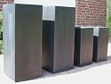 4er Set Zink Blumenkübel Pflanzkübel Pflanzgefäße Übertöpfe Blumentöpfe "Block Design" 80/65cm schwarz