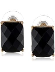 Anne Klein "Starry Night" Gold-Tone and Jet Square Stud Earrings