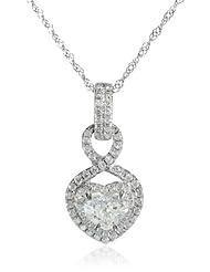 White-Gold Diamond Heart Pendant Necklace (0.75cttw, G-H Color, I1-I2 Clarity), 17"