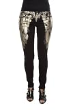Makers Metallic Gold Black Denim Skinny Jeans