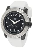 Glam Rock Women's GR32027D SoBe Diamond Accented Black Dial White Silicone Watch