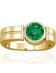 18K Yellow Gold Round Cut Emerald Solitaire Ring
