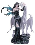 Black Fairy With White Dragon Collectible Figurine Decoration Statue