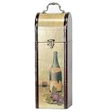 Wine Line WL-G2033 1 Bottle Vertical Wooden Wine Box - Grapes & Wine Bottle
