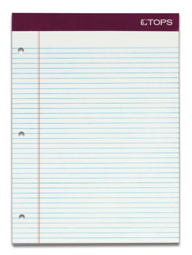 TOPS Double Docket Gold Legal Pads, 8.5 x 11.75 Inch, 3-Hole Punched, Narrow Rule, 100 Sheets, 2-Pack, White (99706)