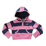 Le Tigre - Girls Long Sleeve Hooded Striped Sweatshirt, Pink, Navy