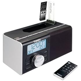 Timex TM80 Dual Alarm Clock Radio for FlashDrive & SD Card or any iPod, MP3, CD or Cassette Audio Player Using the Line-In Audio Jack with Full-function Remote Control