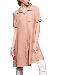 Short Sleeves Summer Illusion Silk Midi Dress 