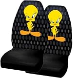 A Set of 2 Official Licensed Universal Fit Front Bucket Seat Covers - Looney Tunes Tweety Bird Attitude