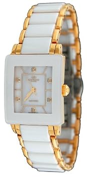 Oniss #ON603-LG7 Women's Prezioso White Ceramic Collection Watch with Gold Trim