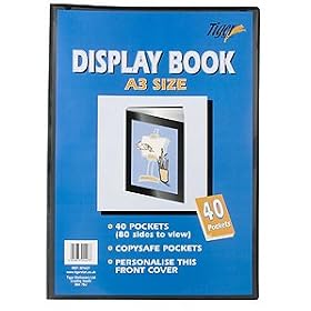 Tiger A3 black display book 40 pocket presentation folio
