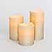 3 Distressed Gold Flameless Candles with Warm White LEDs, Wax, Batteries & Remote Included