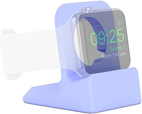 Apple Watch Charging Station, Qadou Scratch-free Ultra-slim Silicone Charge cradle 2 Cable Hole Charging Stand for Apple Watch (Lilac Purple)