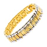 Two-Tone Steel Magnetic Therapy Mens Bracelet