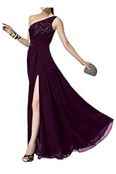 Floor Length Chiffon One Shoulder Lace Beaded Prom Dress 
