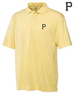 Pittsburgh Pirates Mens DryTec Medina Tonal Stripe Polo Shirt Pale Yellow - X-Large