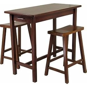 Winsome 94344 Three Piece Kitchen Island Set with Saddle Stools by Winsome
