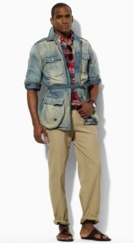 Polo Ralph Lauren Mens Denim Safari Jacket, Trackers 