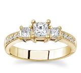 18k Yellow Gold Three-Stone Princess-Cut Diamond Ring (H/SI2, 3/4 ct. tw.)