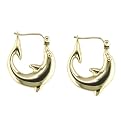 10K Yellow Gold Dolphin Hoop Earrings