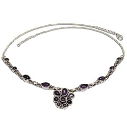 Necklaces Silver Amethyst Gemstone Jewelry 16 inches (gnklc303a)