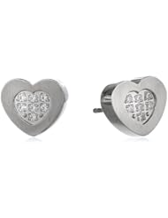 Womens Stainless Steel with Cubic Zirconia Heart Earrings