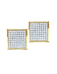 14KT Yellow Gold 0.50 CTW Round Diamond Ladies Fashion Micro Pave Earrings