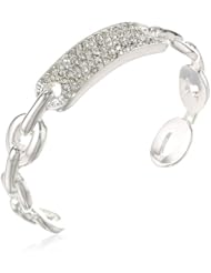 Kenneth Cole New York "Bracelet Item" Silver Pave Identification Cuff Bracelet, 6"