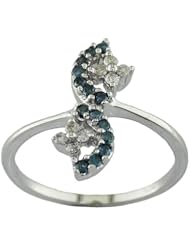 1/3 CT Blue & White Diamond Ring In White Gold