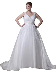 Plus Size Lace Organza/Silk/Tulle Wedding Dress 