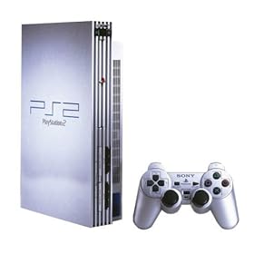 Silver Sony PS2 Console with one controller