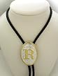 Silver/Gold Plated Monogram Letter "R" Bolo Tie