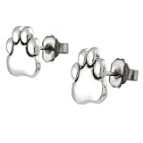 Sterling Silver Paw Print Stud Earrings