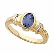 14K Yellow Gold Iolite and Diamond Ring