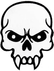 Mean Skull Embroidered Patch Skeleton Fangs Iron-On Emblem