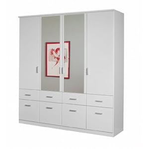 Rauch A8335.0R99 Drehtürenschrank Bremen / 4-türig / 2 Spiegeltüren / B 181 H 199 T56 cm / Korpus/Front: alpinweiß