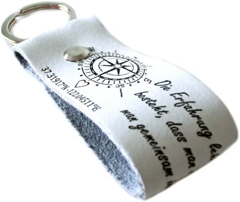 AREA17® Personalized Engraved Leather Children Keychain White - including your individual engraving