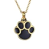 VALYRIA Gold Plated Puppy Dog Paw Print Urn Pendant Necklace Stainless Steel Cremation Jewelry