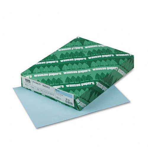 Wausau Paper Index Card Stock, 90 lb, Letter, Pastel Blue, 250 Sheets per Pack (49121)