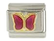 SilverBin Enamel Paint Pink Butterfly Stainless Steel Italian Charm Link