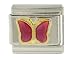 SilverBin Enamel Paint Pink Butterfly Stainless Steel Italian Charm Link