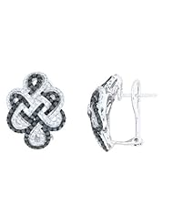 14K White Gold 1.23ct Tied Knots Channel Set Black & White Diamond Stud Earrings