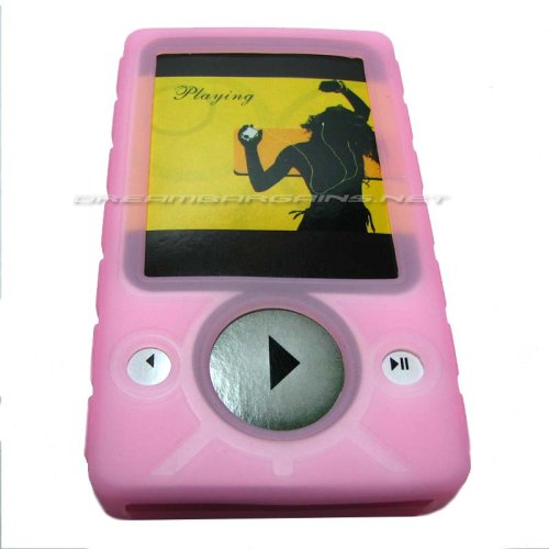 DreamBargains Premium Heavy Duty Zune 30gb Silicone Case - Pink + Adjustable Sport Armband - Black + Protective Screen Film