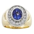 14K Yellow Gold Man's Tanzanite and Diamond Ring