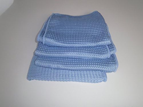4 Pieces_ 16" By 16" Blue Waffle Weave Microfiber Cloths