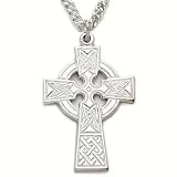 Sterling Silver 1 Engraved Polished Celtic Cross Necklace on 24 Chain