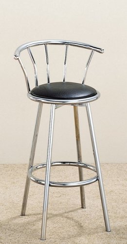 Set of 2 29H Retro Black Swivel Chrome Barstools
