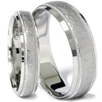 Matching His Hers Palladium Hammered Wedding Band Set